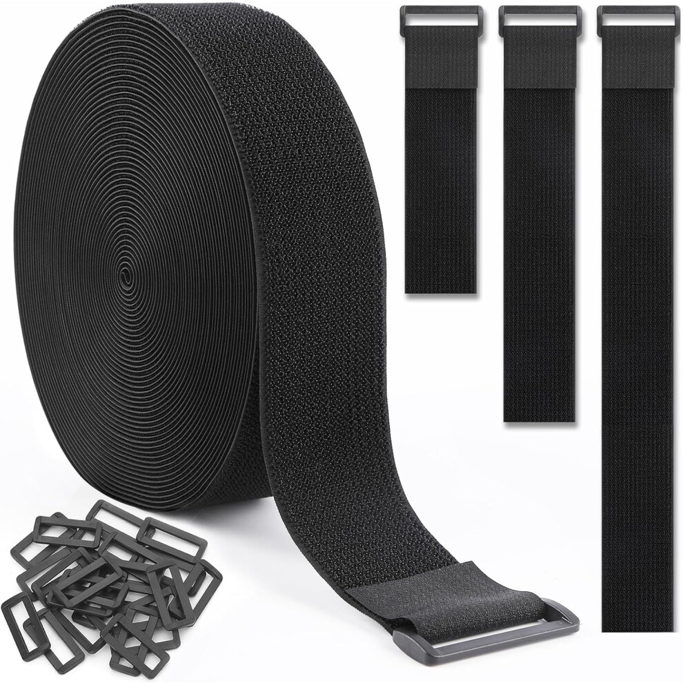Hook And Loop Cinch Straps 1.5In X 39Ft With 50 Buckles, Adjustable Nylon Cable Organizer, Black 9113335162846