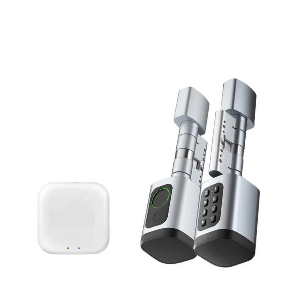 Smart Fingerprint Door Lock With App Control Rfid Password Keyless Entry Adjustable Cylinder Silver And Gateway 9070919213021