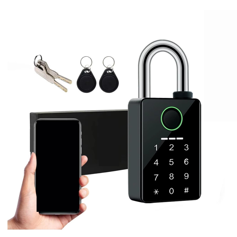 Smart Padlock With Fast Fingerprint Unlock, Ip65 Waterproof Bluetooth Lock For Home Garage Warehouse, 1Pcs 9070919213229