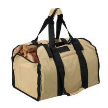 Waterproof Canvas Firewood Carrier Bag with Handles, Large Durable Log Tote for Camping and Stove