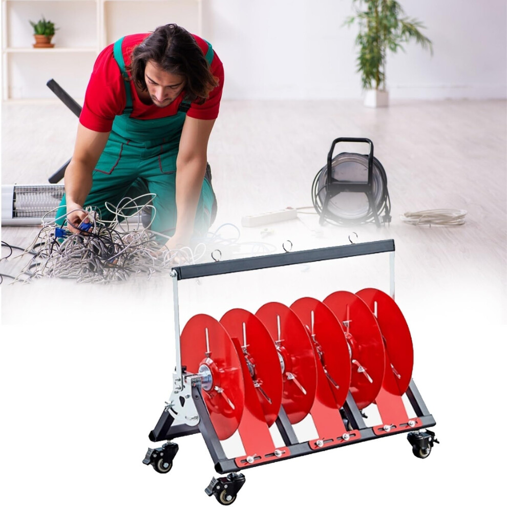 Cable Reel Stand With Wheels, Foldable Heavyduty Wire Spool Rack For Electricians, 3 Reel Adjustable 9070919213397