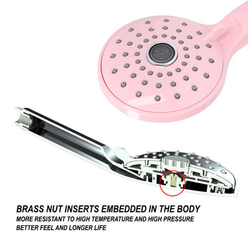 Pressurized ABS Handheld Shower Head, Pink, 2 Modes, 232.7x100mm 2