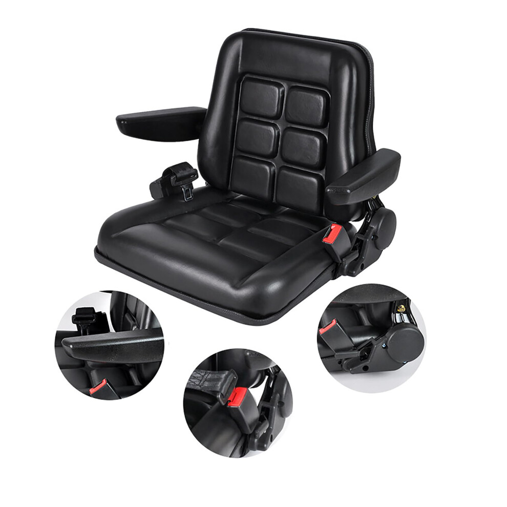 Universal Adjustable Tractor And Forklift Seat Waterproof Pvc With Backrest And Slide Rail 9053599565826