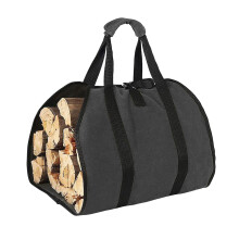 Firewood Carrier Bag Large Canvas Log Tote Water Resistant with Padded Handles and Buckled Straps