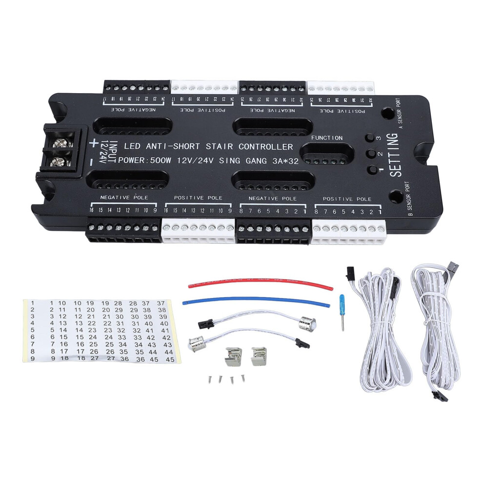 Led Stair Lights Controller With Smart Motion Sensor, 32 Channel Dc12v/24V, Adjustable Brightness 9113335164468