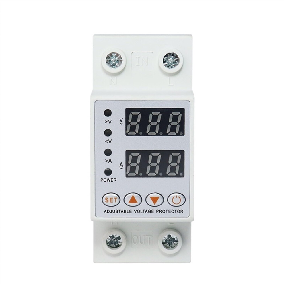 Din Rail Voltage Protector With Dual Display Over And Under Voltage Relay Adjustable 40A 220V 9113335164581