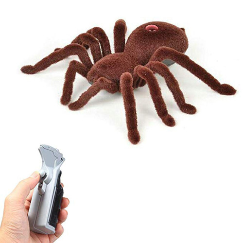 Wireless Remote Control Realistic Spider Toy With Glowing Eyes Silent Crawl Prank Fun Easy Play Kids Educational Interactive Bionic Spider Back