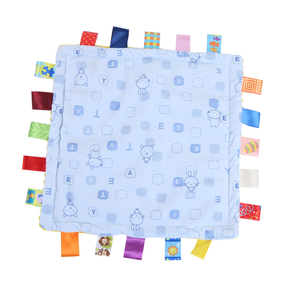Plush Security Blanket for Newborns, Colorful Tags Tactile Experience Soft Material Sensory Touch Blanket with Satin Ribbon Tags, Sensory Stimulate