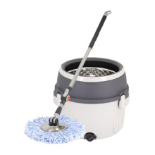Single Bucket Spin Mop with Stainless Steel Plate, Hydraulic Rod, Fast Drying Floor Cleaning Set