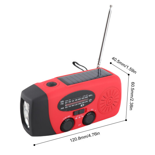 Multi-Function Emergency Radio 2000mAh Solar Power Bank Hand Crank LED Light 1
