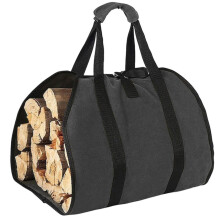 Large Canvas Firewood Carrier Bag with Foldable Design for Fireplace, Camping and Log Transport