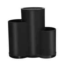 Black 3Slot Countertop Knife Block with Quick Dry Ventilation and SpaceSaving Design