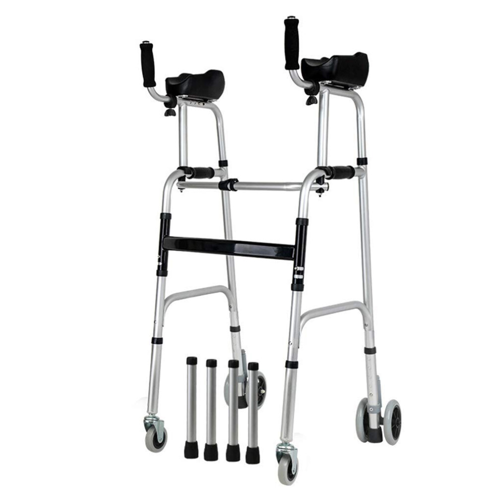 Rollator Walker with Seat and Brakes, Adjustable Height Folding 4 Wheel Mobility Aid for Seniors