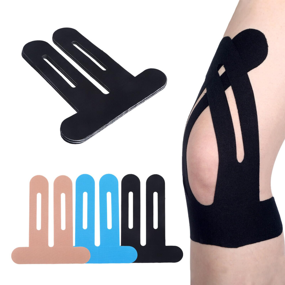 Black Kinesiology Tape For Knees 10 Pack Waterproof Precut Elastic Cotton Knee Pain Relief Athletic Strips