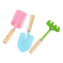 Kids Garden Tools Set with Wooden Handles, Safe Metal Trowel Rake Shovel for Outdoor Learning