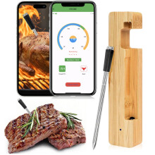 Wireless Meat Thermometer Bluetooth 5.2 Long Range with App Control IP68 Waterproof Probe for BBQ Smoker Grill Oven