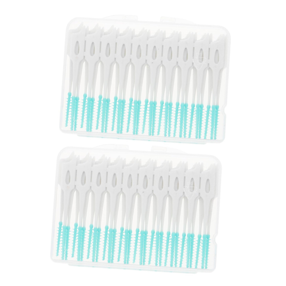 80pcs Interdental Brushes with Dental Floss Picks for Deep Cleaning and Travel Use