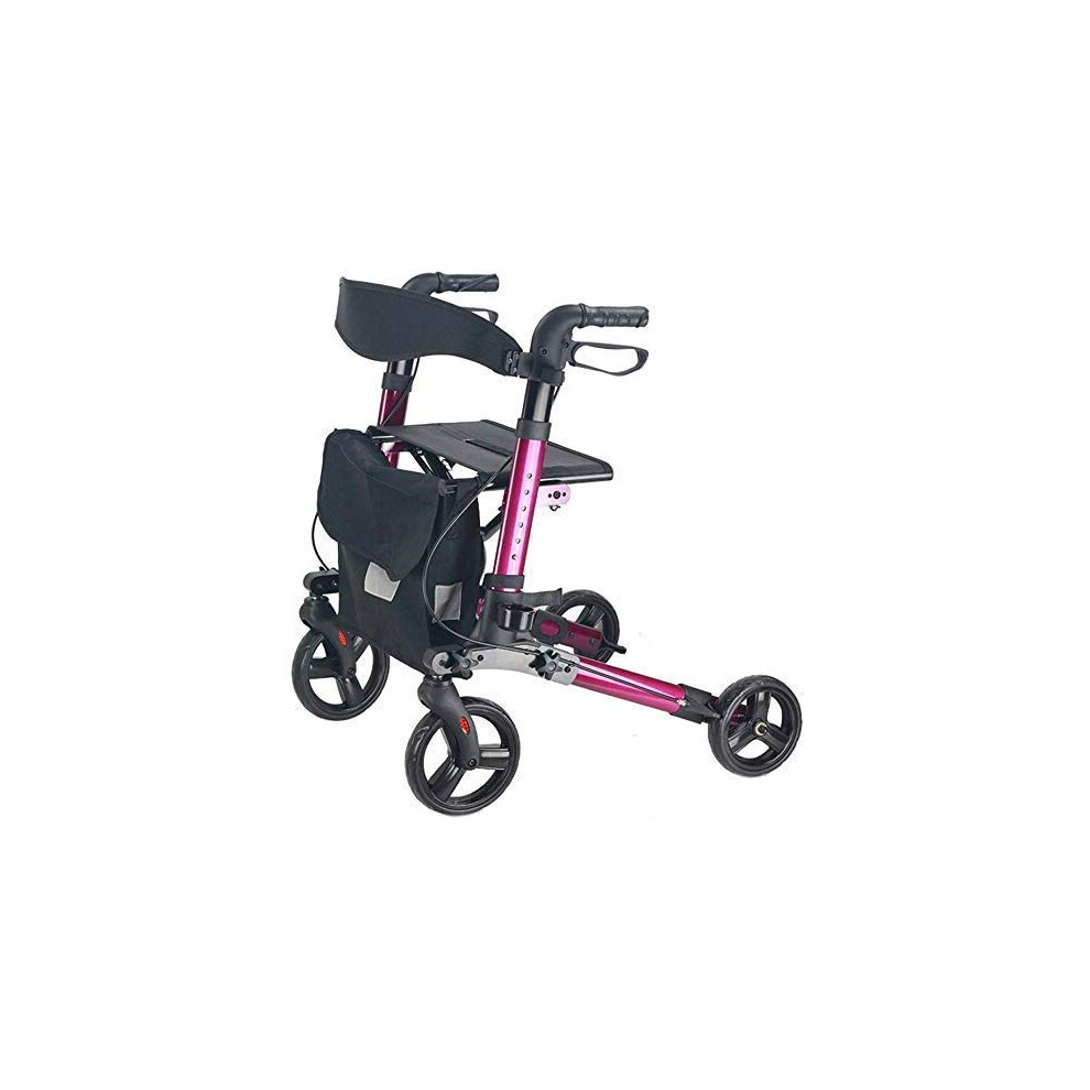 Lightweight Foldable Rollator Walker with Seat and Brakes, Upright Walker for Seniors Aluminum