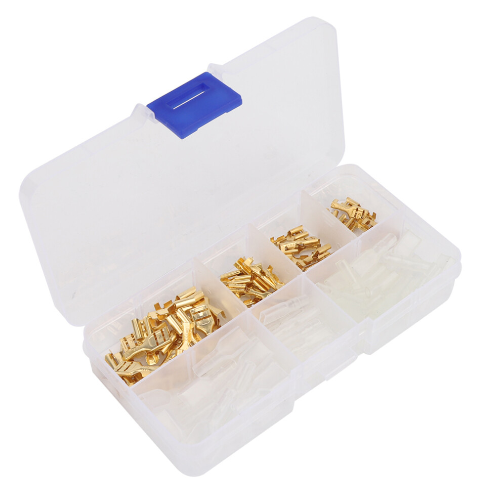 Gold Plated Copper Spade Connector Assortment Brass Plated Terminals Flame Retardant Pvc Sleeves Easy To Install Oxidation Resistant For Electrical 9138057931075