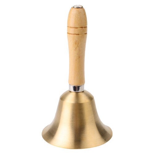 Multi Functional Hand Bell With Loud Ringing Solid Brass Material Rust Resistant Extra Loud Sound Wooden Handle Call Bell For Weddings Churches 1