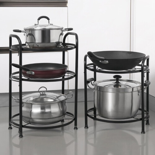 Kitchen Storage Rack TwoLayer Adjustable Pot and Pan Organizer for Cabinet Space Saving Black 2