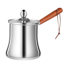Turkish Coffee Pot with HeatResistant Wooden Handle, Stainless Steel Milk Warmer, 720ml