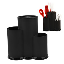 Detachable Plastic Round Knife Block and Holder for SpaceSaving Kitchen Counter Storage Black