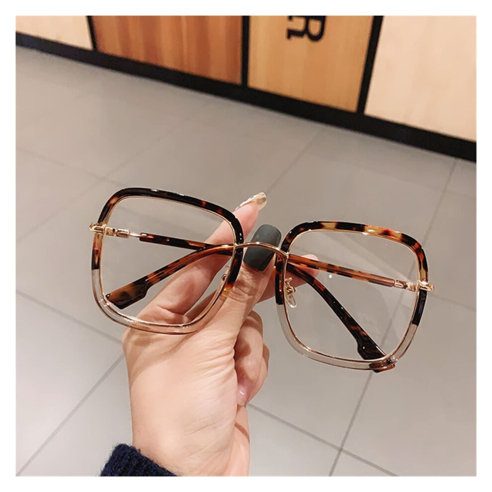 Vintage Oversized Square Reading Glasses +3.5, Spring Hinges Computer Readers for Men and Women