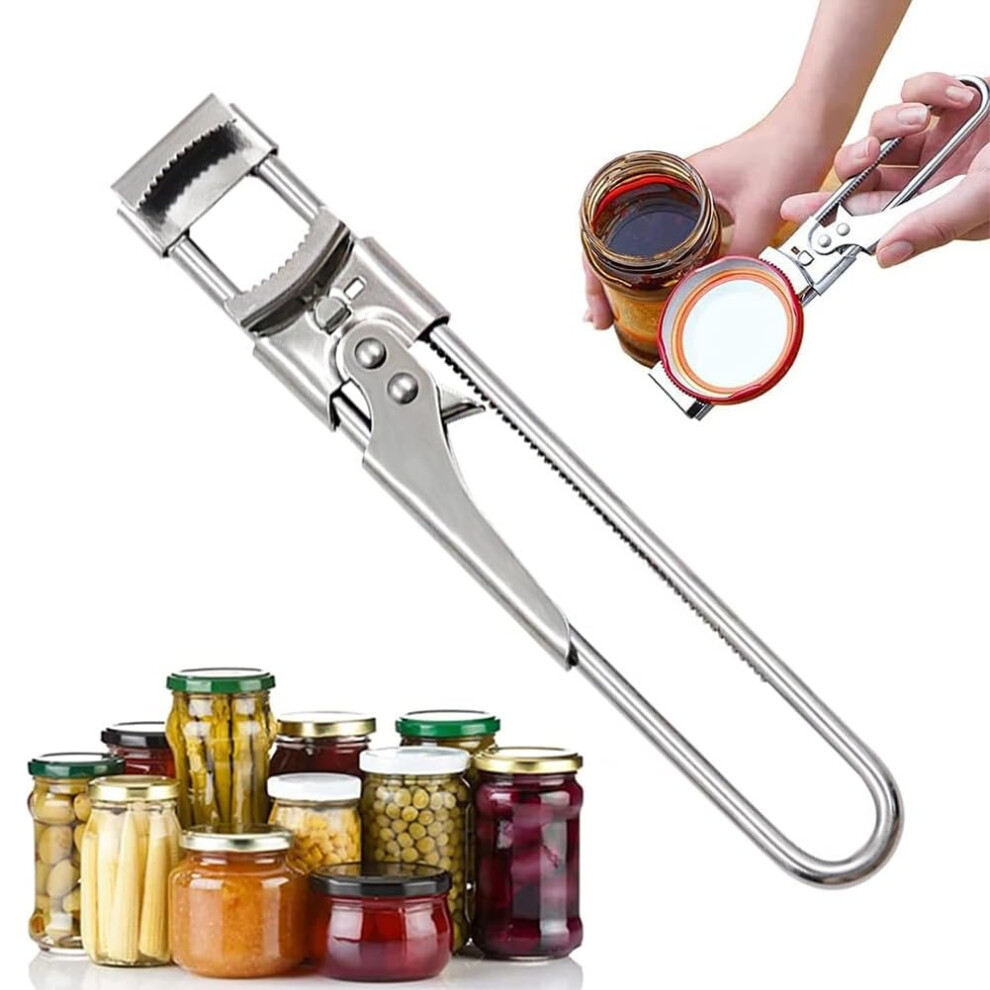 Jar Opener Adjustable Stainless Steel Can Opener with NonSlip Handle for Weak Hands Seniors Kitchen