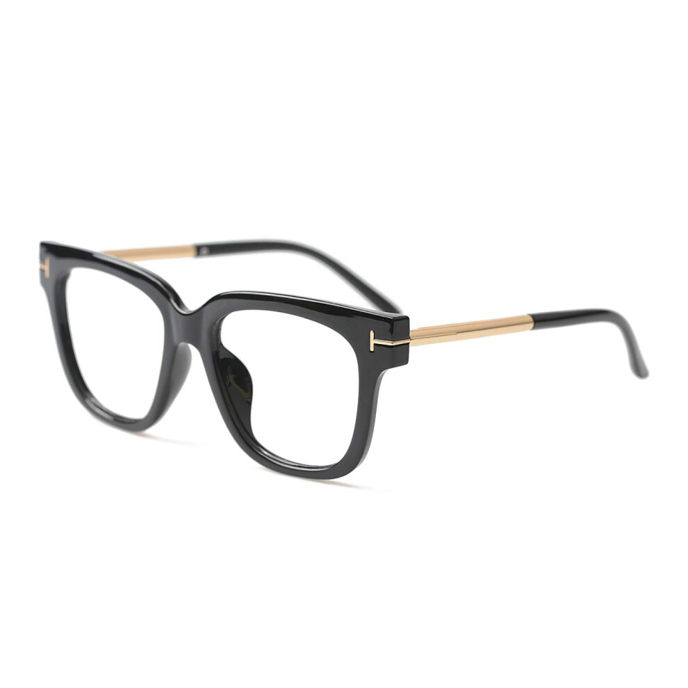 Women's Oversized Square Reading Glasses +1.5 Magnification Large Black Frame Comfortable Fit