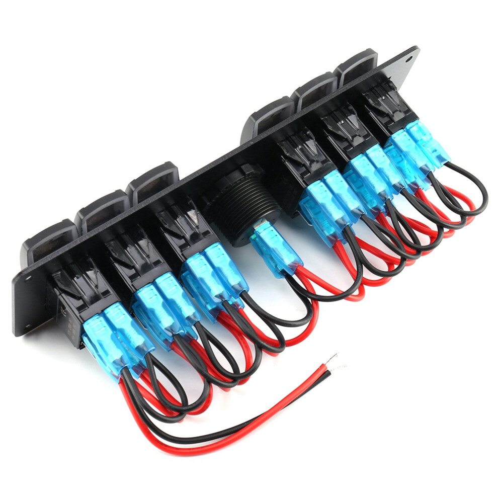 Marine Boat Rv Car 6 Gang Led Toggle Switch Panel With Voltmeter Multi-Color 9371382855078
