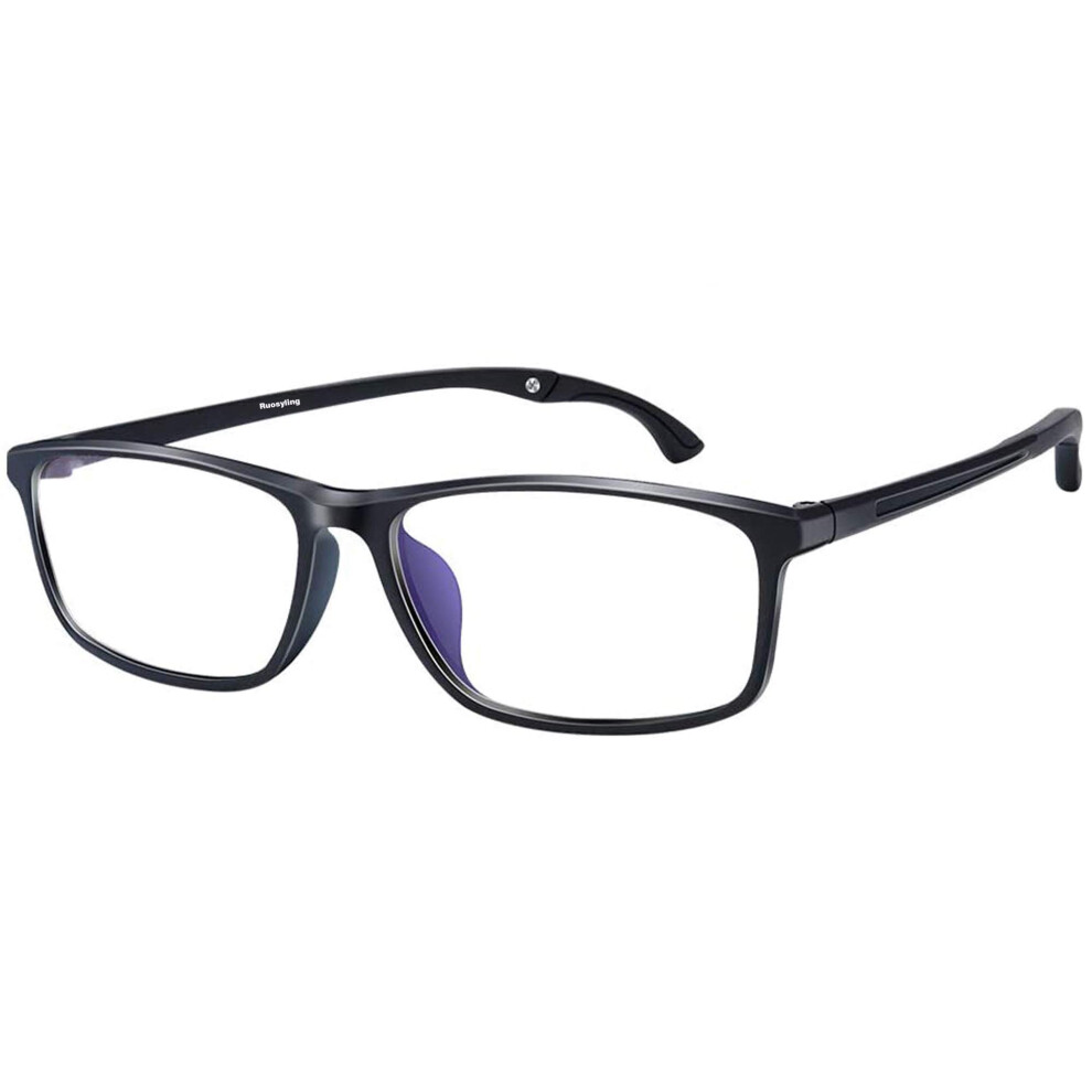 Blue/Light/Black Blocking Reading Glasses +2.00 Magnification Tr90 Matte With Case For Men And Women