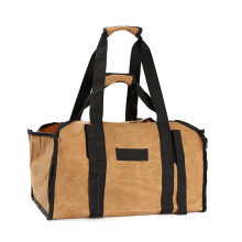 Firewood Carrier Bag Waterproof Waxed Canvas Large Capacity Log Tote with Ergonomic Handles for Camping and Fireplace