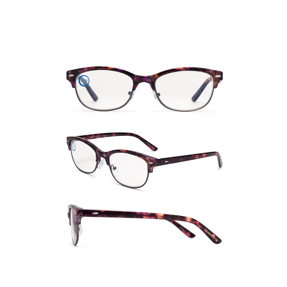 Progressive Multifocus Reading Glasses for Women 1.0 Power, Blue Light Blocking Leopard TR Frame