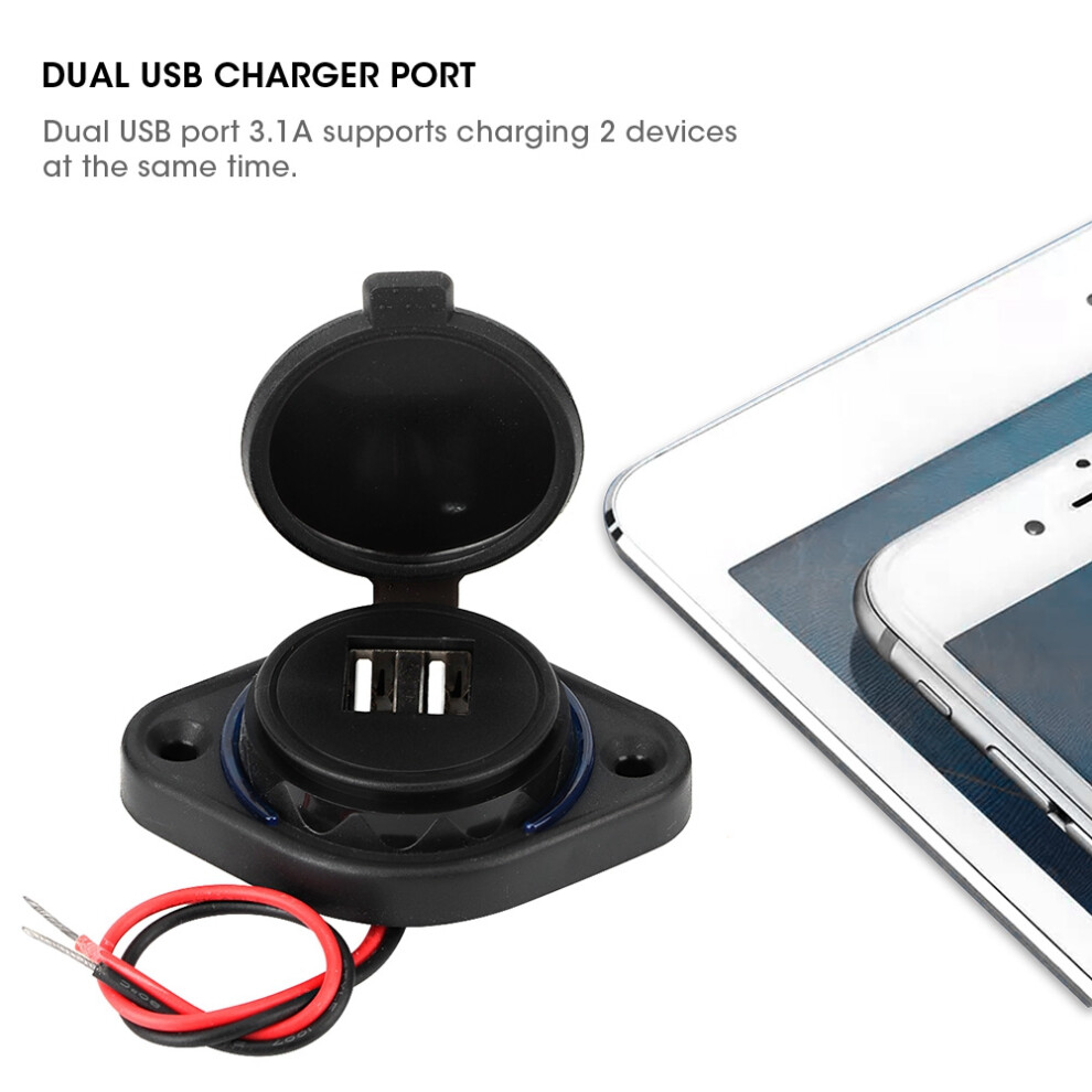 Dual Usb Car Power Socket Adapter 3.1A Mount For Atv Utv Camper Caravan 5041382857023