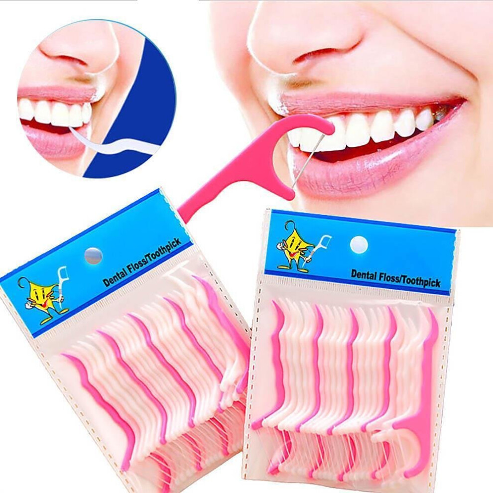 White/Pink Dental Floss Picks 250 Count Dualpurpose Flosser And Interdental Toothpicks