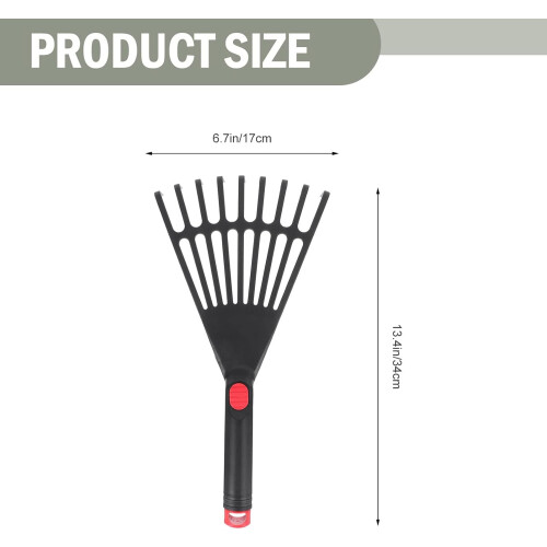 2Pcs Garden Hand Rake Set, Small Plastic Short Handle Tool for Precise Soil Cultivation and Mulch Spreading, Black 2