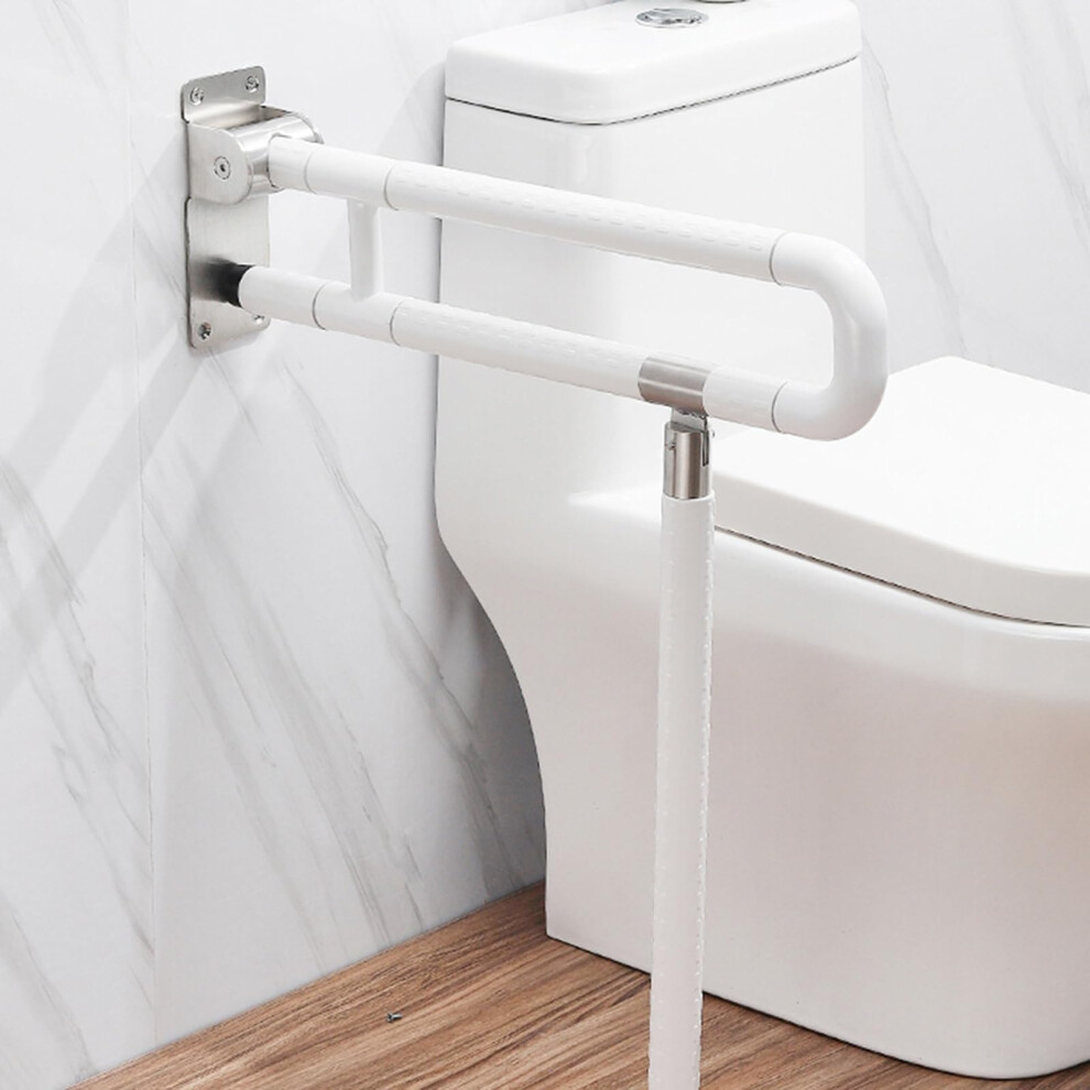 75cm Foldable Stainless Steel Toilet Safety Rail, Wall Mounted FlipUp Bathroom Grab Bar for Elderly
