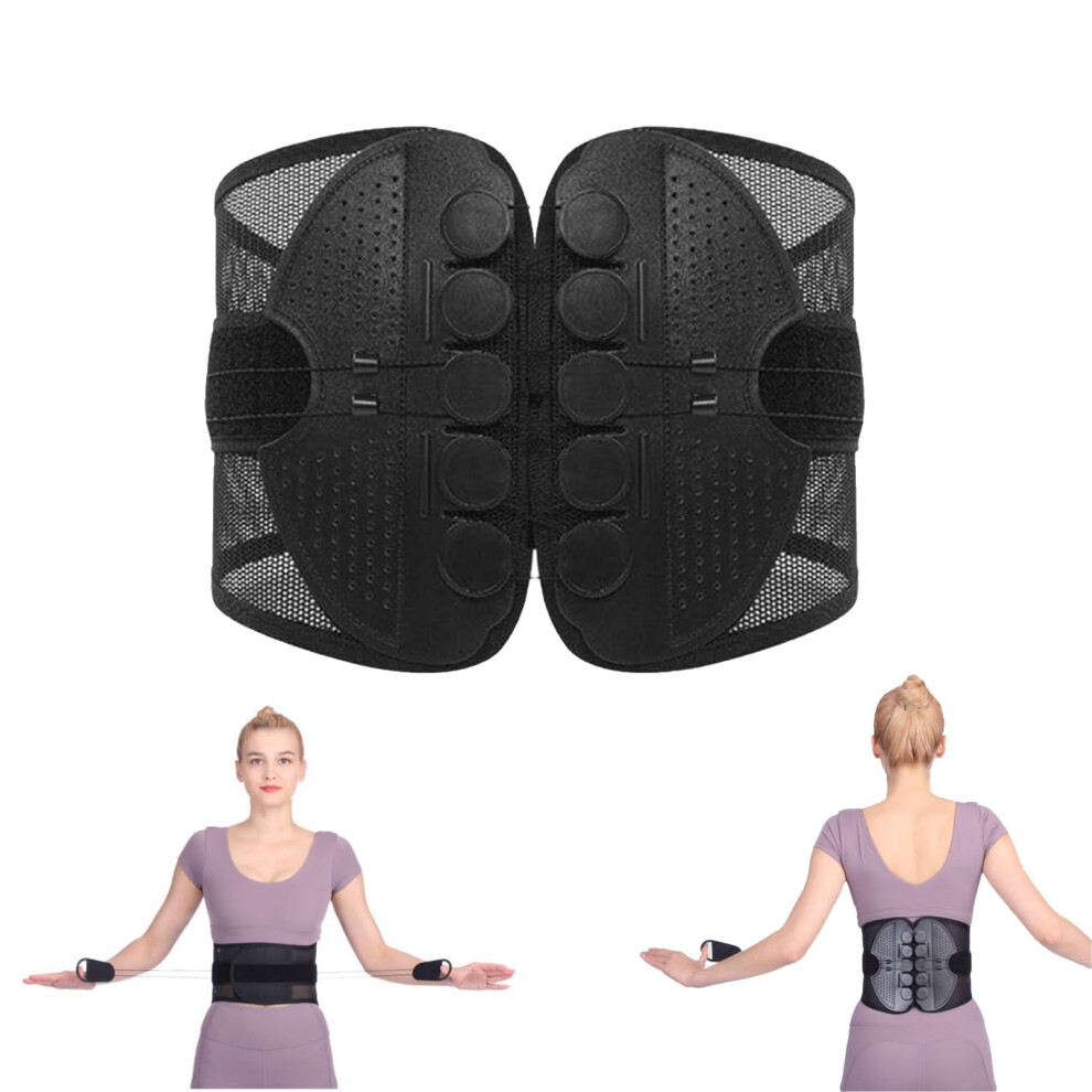 Adjustable Lumbar Support Belt with DoubleBuckle Straps and Breathable Mesh for Men and Women XXL