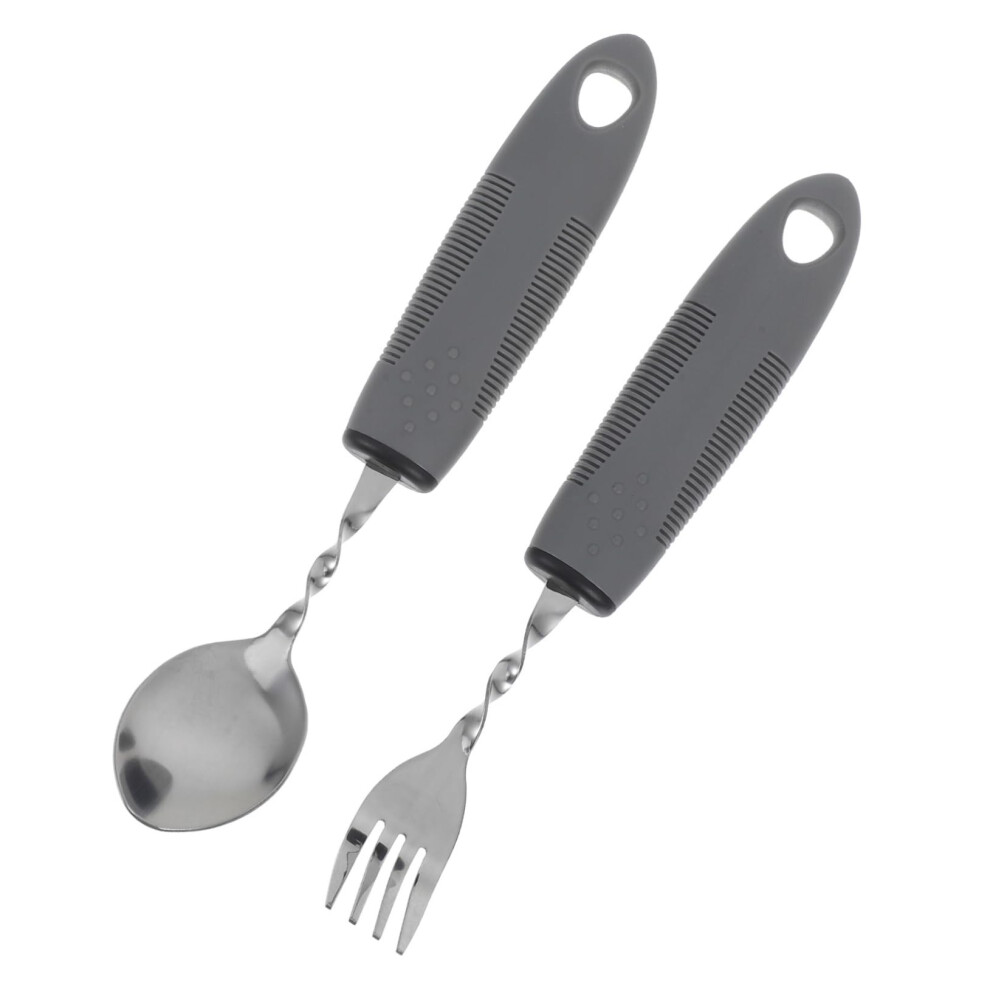 Adaptive Utensils Set for Elderly with Tremors, Stainless Steel Arthritis Friendly Spoon and Fork