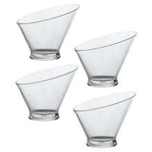 4pcs Clear Angled Serving Bowls with NonSlip Base, Stackable Plastic Salad Bowls for Parties