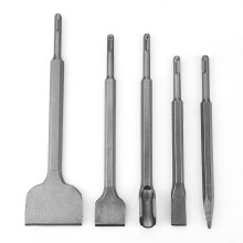 Professional Masonry Chisel Kit, Heavy Duty Non Fracture SDS Plus Bits Set With Hardened Steel Construction And Enhanced Hardness Treatment, 5PCS Set