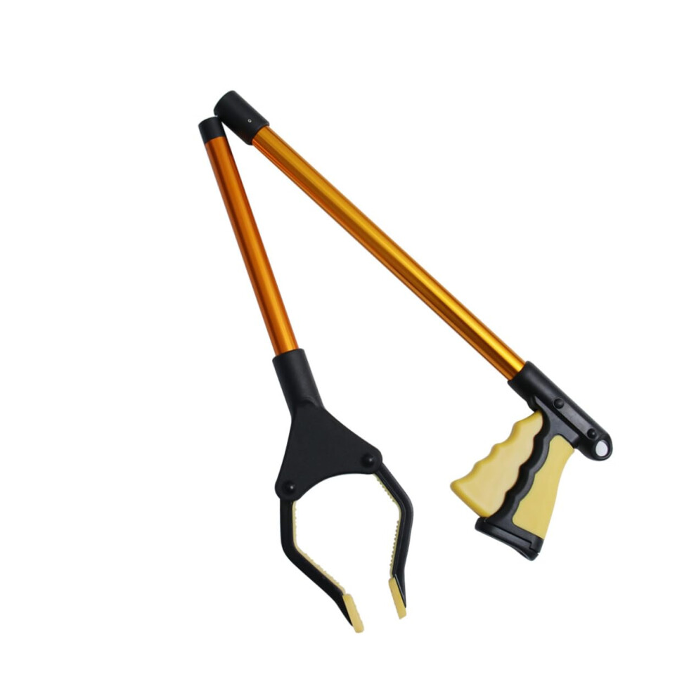 Folding Trash Picker Grabber Tool with Widened Clamp, Long Reach Handle for Indoor Outdoor Use