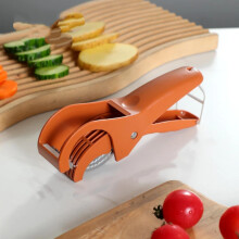 Vegetable Slicer Stainless Steel Mandoline with Sharp Blades and Safety Handguard Red Kitchen Tool