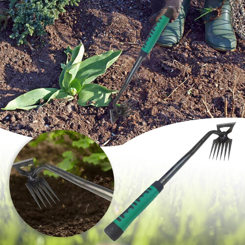 Heavy Duty Long Handle Weed Puller Tool with Ergonomic Grip and Sharp Manganese Steel Teeth 1