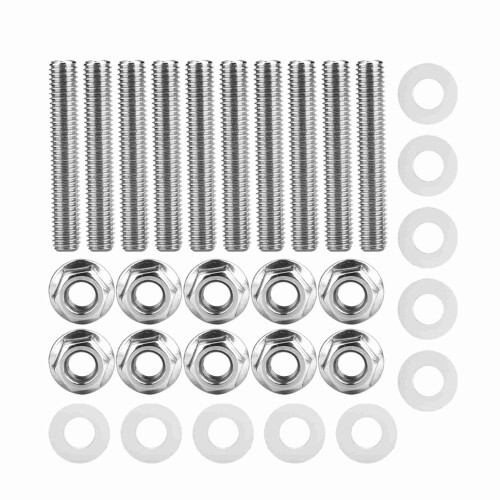Edelstahl-Auspuffkrümmer-Stud-Set, 10-teilig, B/C/D/F/H, Silber 1