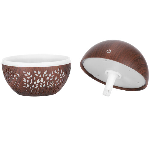 130 ml USB Luftbefeuchter Aroma-Diffusor mit 7 Farblichtern, dunkles Holzmaserung 2