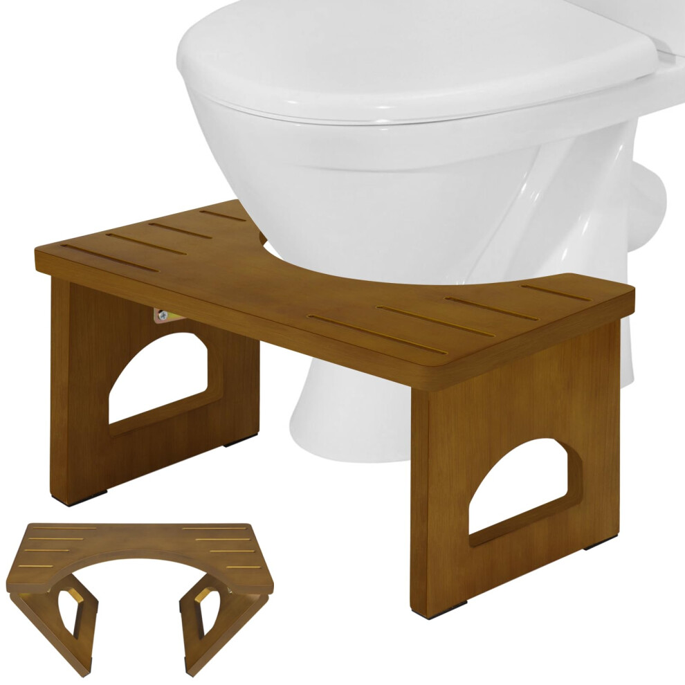 Bamboo Folding Toilet Stool 7.5 Inch Ergonomic Height with NonSlip Base for Bathroom