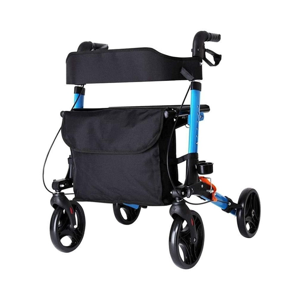 Lightweight 4 Wheel Rollator Walker with Seat and Brakes for Seniors, Folding Mobility Aid