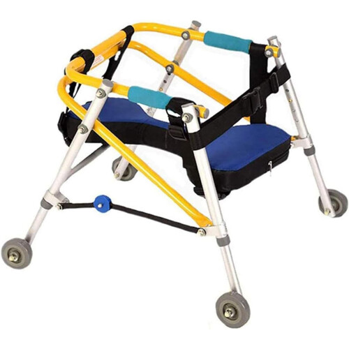 Adjustable Height Kids Walker with Foldable Aluminum Frame and FourWheel Mobility Support (Small)